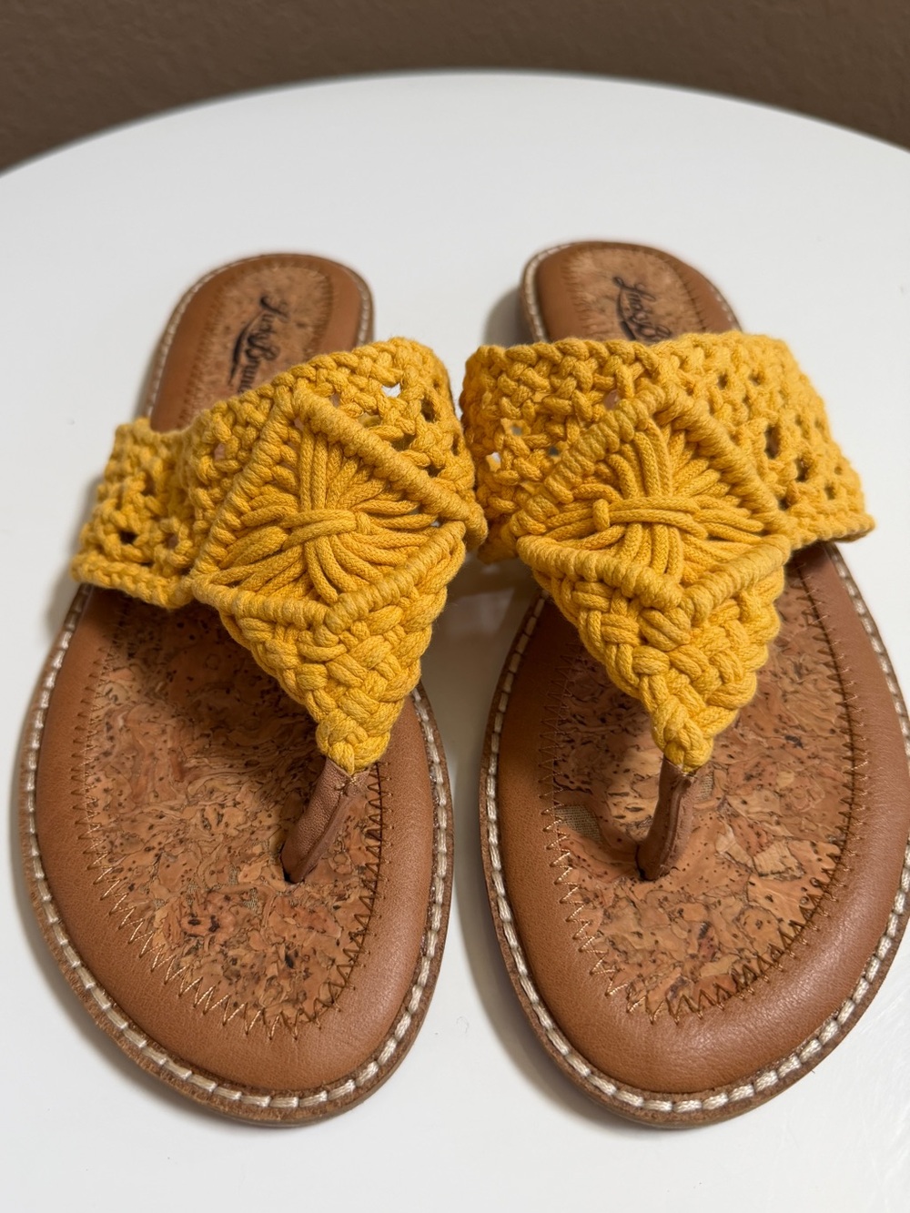 Lucky Brand Sunflower Yellow Crochet 8.5 Sandal